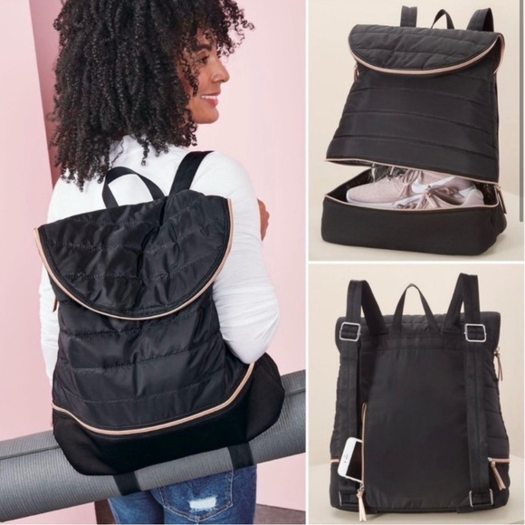 NWOT Stella and Dot Black Quilted Backpack - Picture 3 of 7